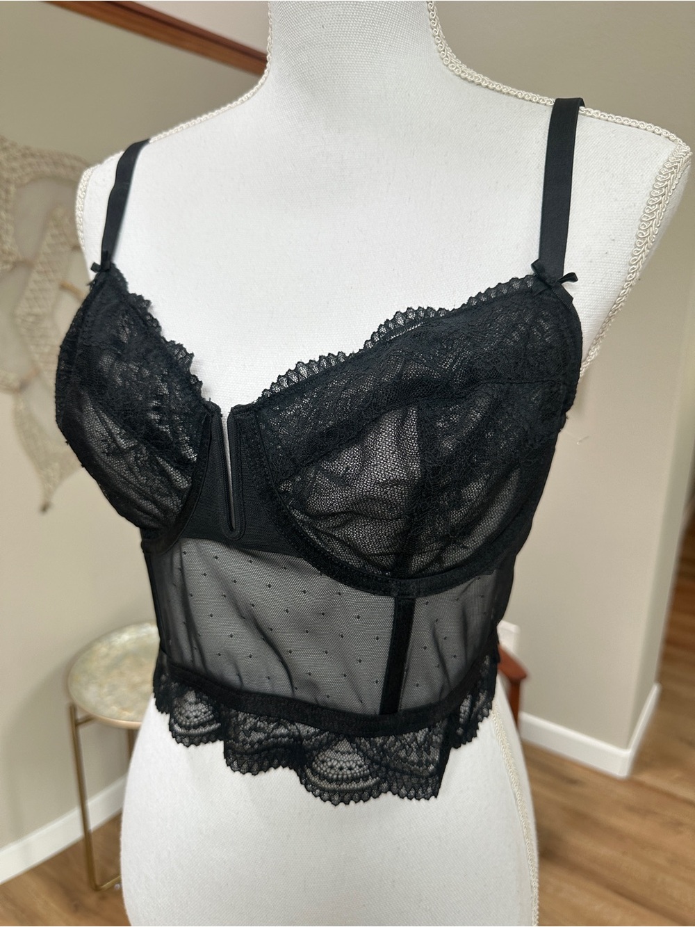 Auden Black Lace Longline Bralette